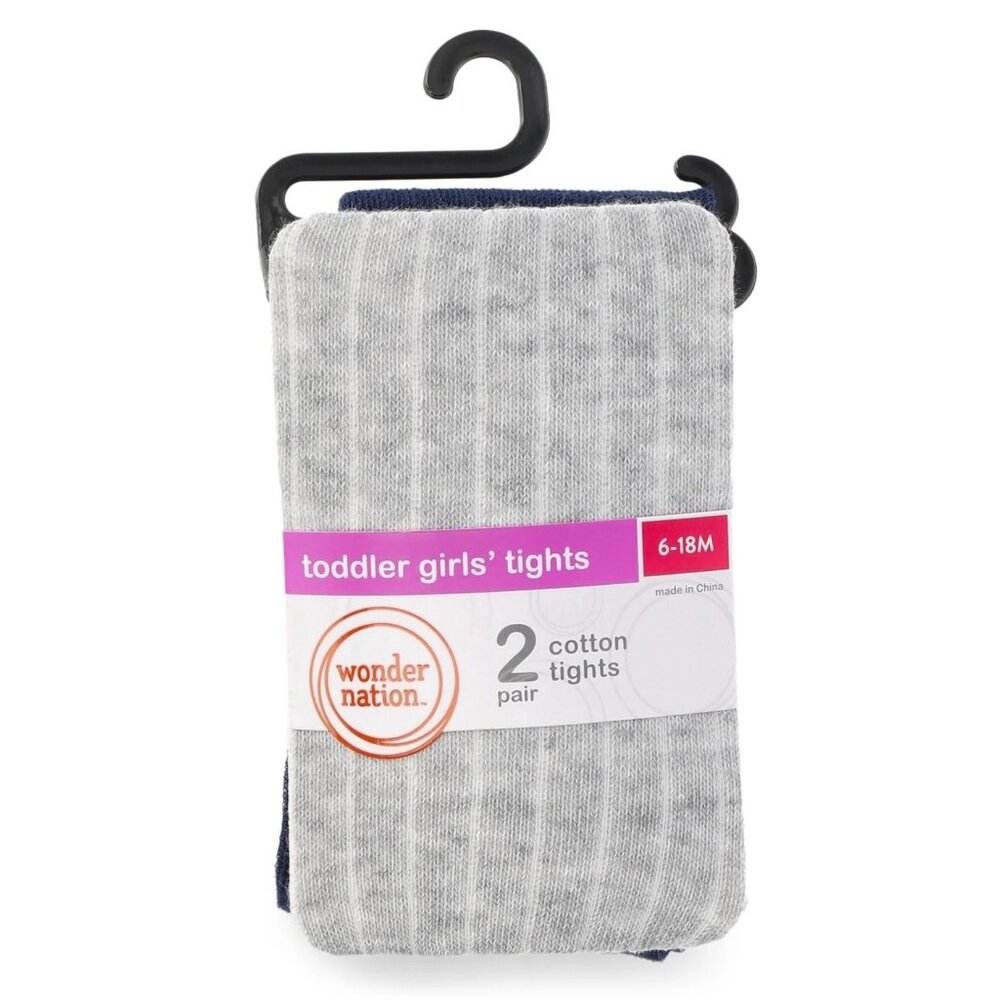 NWT Wonder Nation Toddler Blue Girl Tights - 2 Pair - Size 6-18 Months